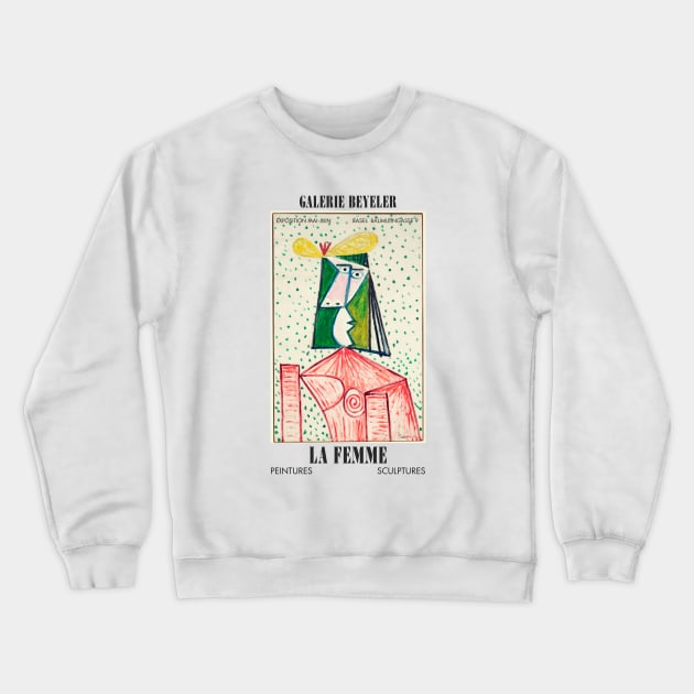 Pablo Picasso Exhibition Art Poster - Buste de Femme Crewneck Sweatshirt by notalizard